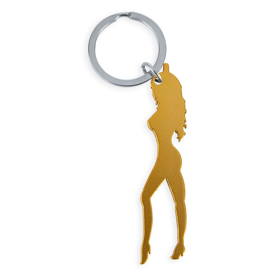 DIABLO PICANTE – PORTACHIAVI CON SILHOUETTE FEMMINILE COLOR ORO CON APRIBIRRA